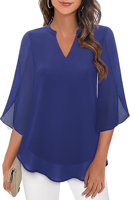 Blouse, three-quarter sleeves, flowing fabric, formal style 6