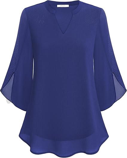 Blouse, three-quarter sleeves, flowing fabric, formal style 7