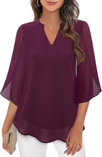 Blouse, three-quarter sleeves, flowing fabric, formal style 8