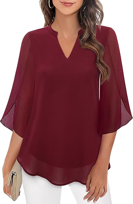 Blouse, three-quarter sleeves, flowing fabric, formal style 9