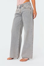 Bow Tie Jeans with Unique Details and Loose Fit for Casual Chic Style