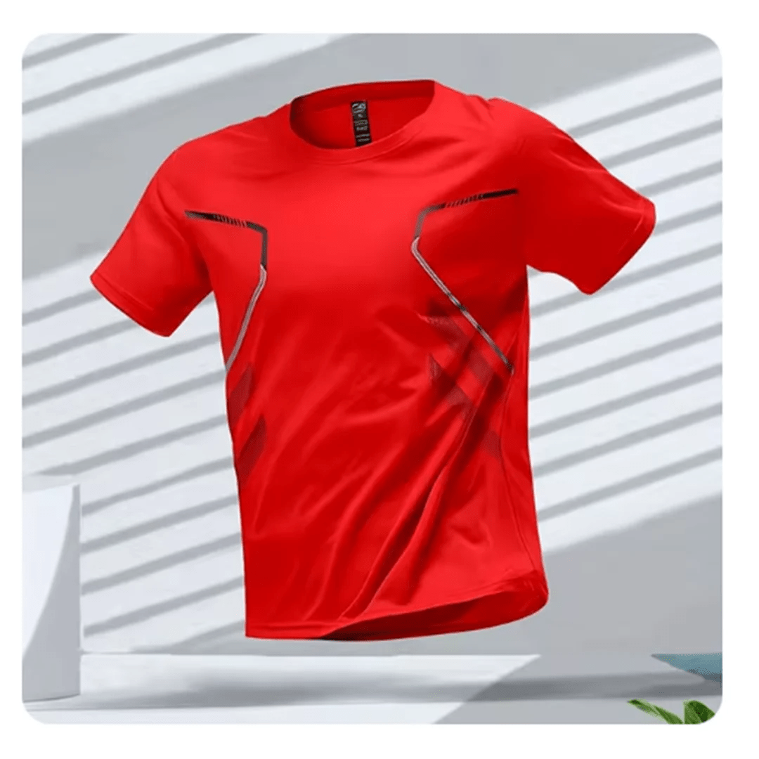 Breathable men's sports T-shirt for fitness, running and training – ideal for active men red