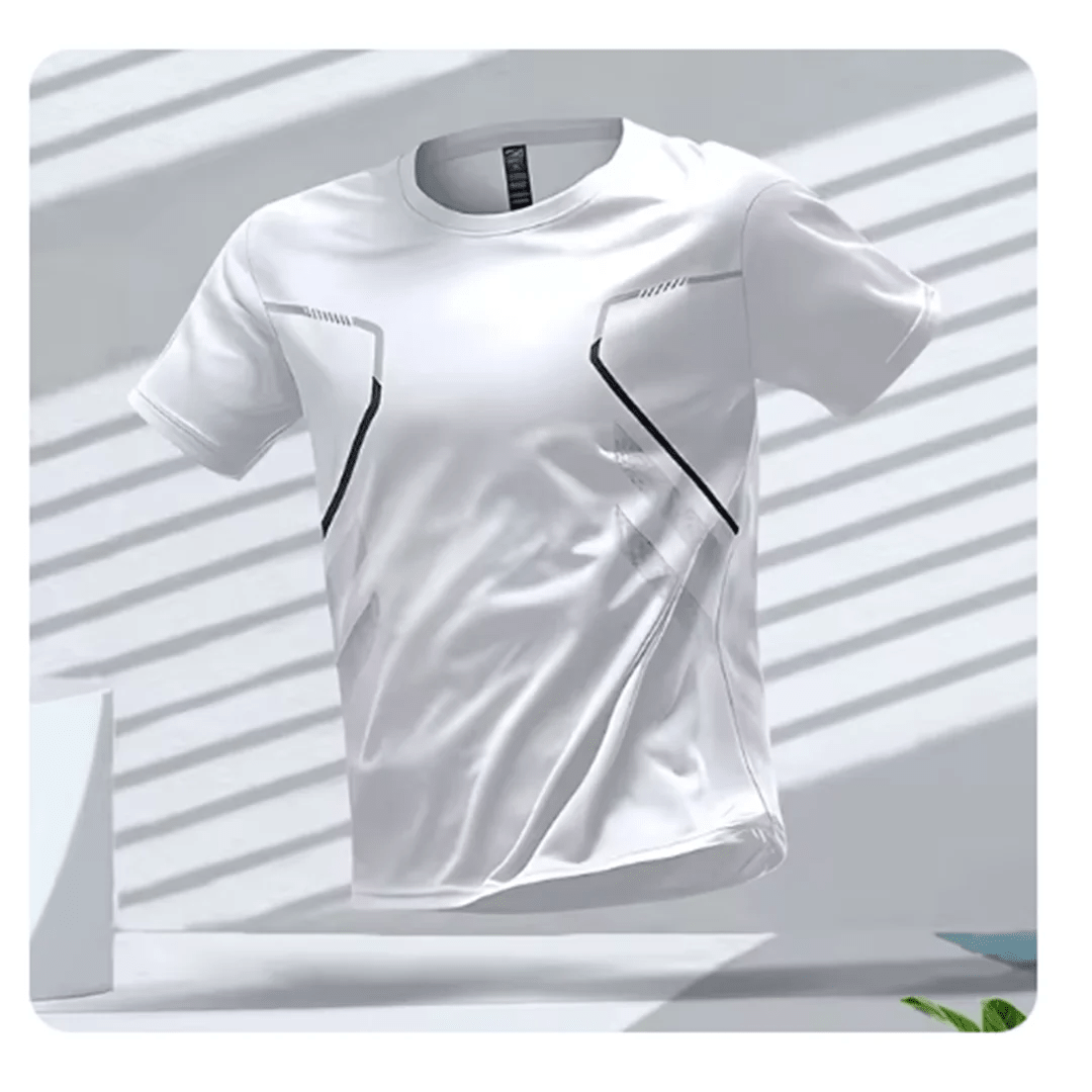 Breathable men's sports T-shirt for fitness, running and training – ideal for active men white