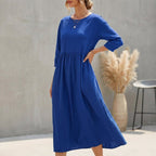 Bersh | Breezy Bohemian Midi Dress - Effortless Chic for Sunny Days Blue