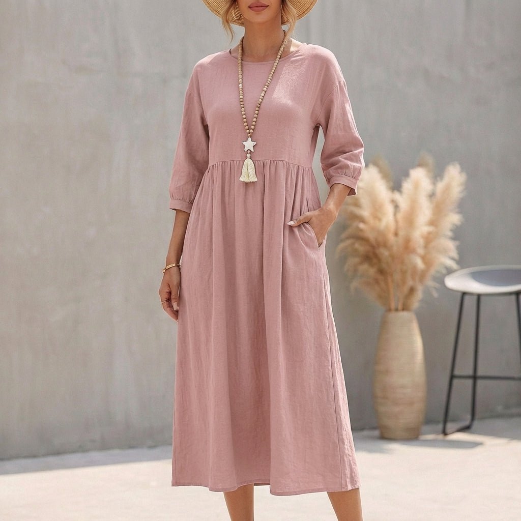 Bersh | Breezy Bohemian Midi Dress - Effortless Chic for Sunny Days Pink