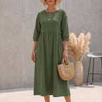 Bersh | Breezy Bohemian Midi Dress - Effortless Chic for Sunny Days Green