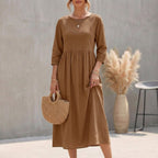 Bersh | Breezy Bohemian Midi Dress - Effortless Chic for Sunny Days Brown
