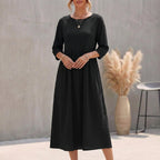 Bersh | Breezy Bohemian Midi Dress - Effortless Chic for Sunny Days Black