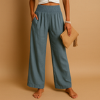 Pamelo | Women’s Trousers with Wide Legs and Elastic Waist Grey