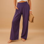 Pamelo | Women’s Trousers with Wide Legs and Elastic Waist Purple