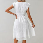 Solis | Women’s Flutter Sleeves Midi Dress