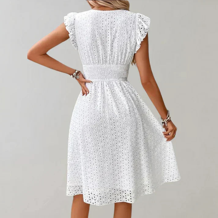 Solis | Women’s Flutter Sleeves Midi Dress