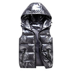 Callane | Women's down vest with hood and side zippers | Warm light grey