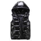 Callane | Women's down vest with hood and side zippers | Warm black