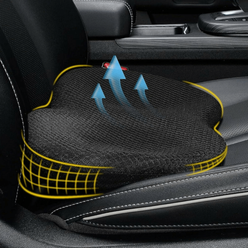 Car Seat Cushion For Shorter Drivers 9.6 cm Thickness Increases Viewing Angle Black