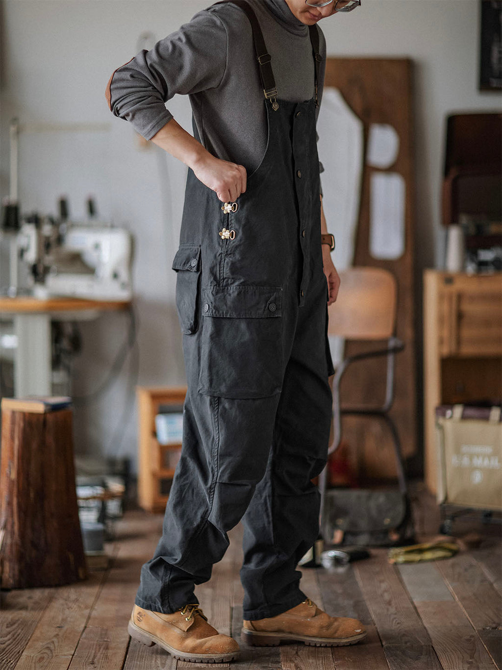 Men's Carver Canvas Overalls, showcasing heavy-duty artisan weave.