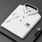 Casual men's short-sleeved polo shirt with button placket, cotton 2