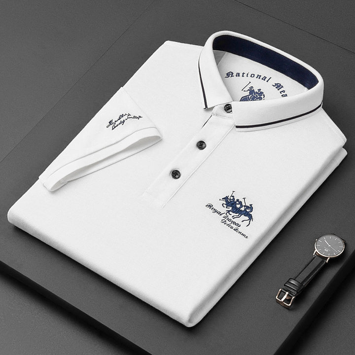 Casual men's short-sleeved polo shirt with button placket, cotton 2