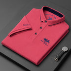 Casual men's short-sleeved polo shirt with button placket, cotton 5