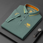 Casual men's short-sleeved polo shirt with button placket, cotton 6