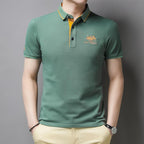 Casual men's short-sleeved polo shirt with button placket, cotton 7