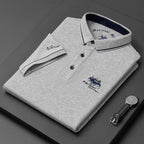 Casual men's short-sleeved polo shirt with button placket, cotton 8