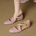 Cavra Genuine Leather Cross-Strap Heels 0
