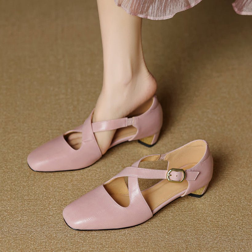 Cavra Genuine Leather Cross-Strap Heels 0