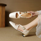 Cavra Genuine Leather Cross-Strap Heels 10