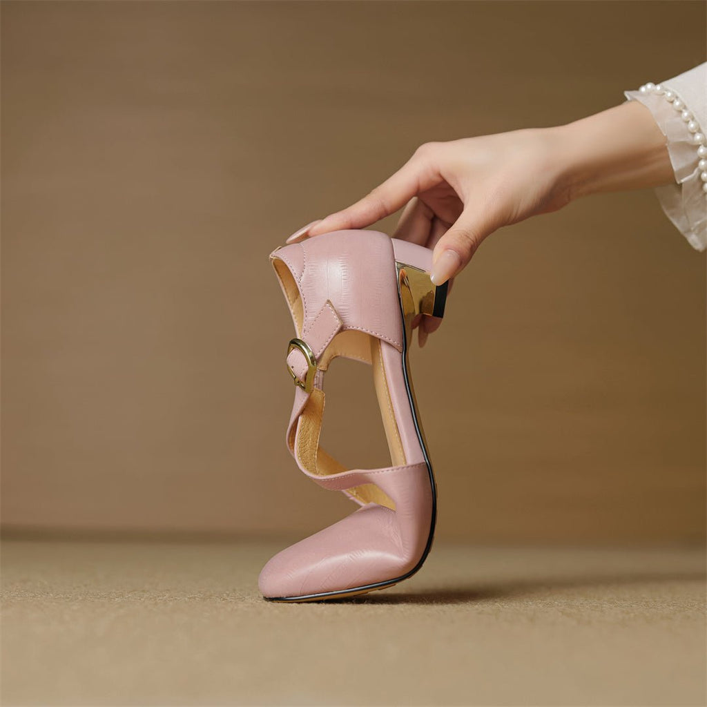 Cavra Genuine Leather Cross-Strap Heels 5