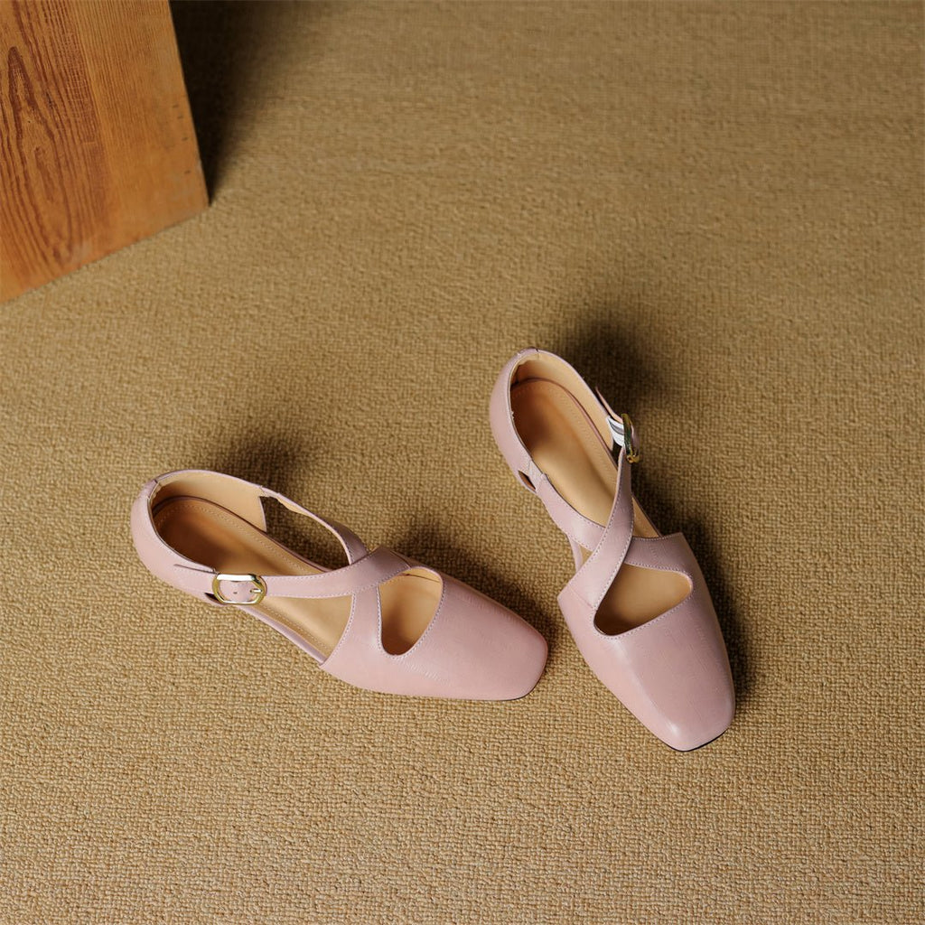Cavra Genuine Leather Cross-Strap Heels 6