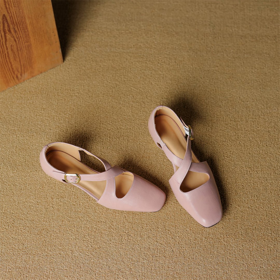 Cavra Genuine Leather Cross-Strap Heels 6