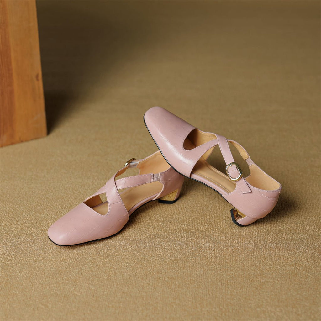 Cavra Genuine Leather Cross-Strap Heels 7