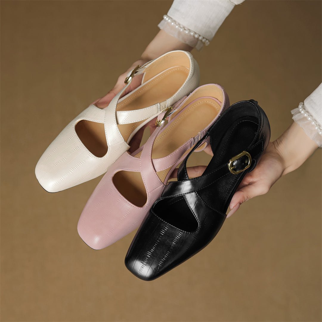 Cavra Genuine Leather Cross-Strap Heels 8