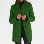 Zahara | Women's Coat | Straight Cut Button Front Green