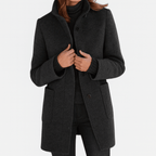 Zahara | Women's Coat | Straight Cut Button Front Black