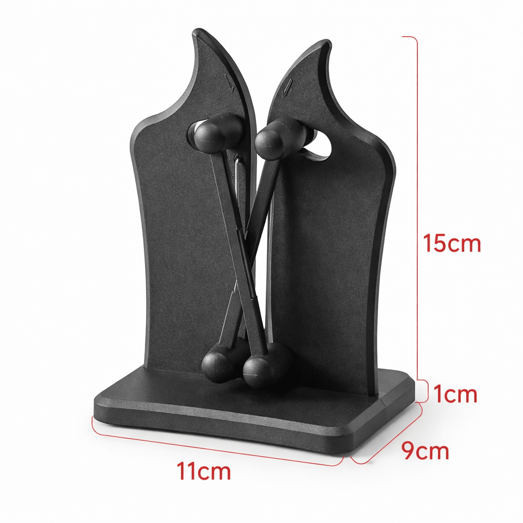 Knife Sharpener for Straight and Serrated Knives – Tungsten Carbide Handheld Kitchen Sharpener – Silver or Black Black