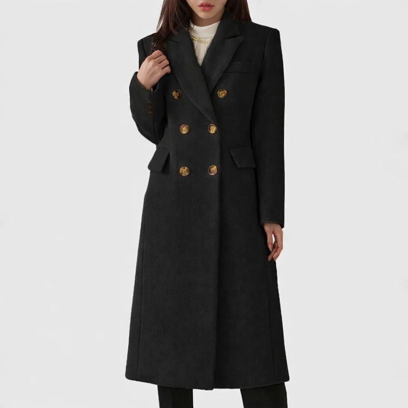 Luna | Women's Coat | Flap-style Pocket Detailing Black