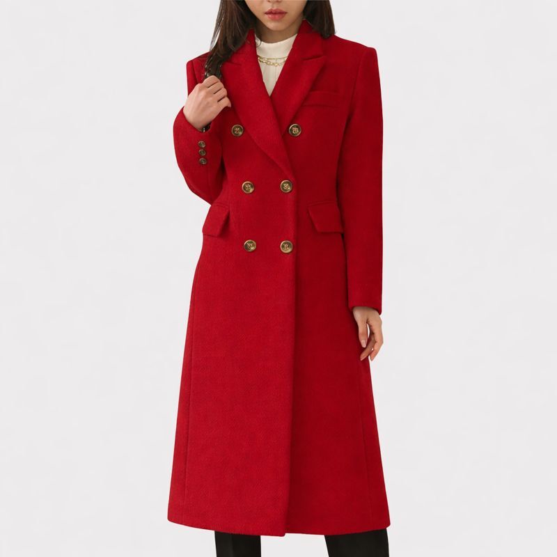 Luna | Women's Coat | Flap-style Pocket Detailing Red