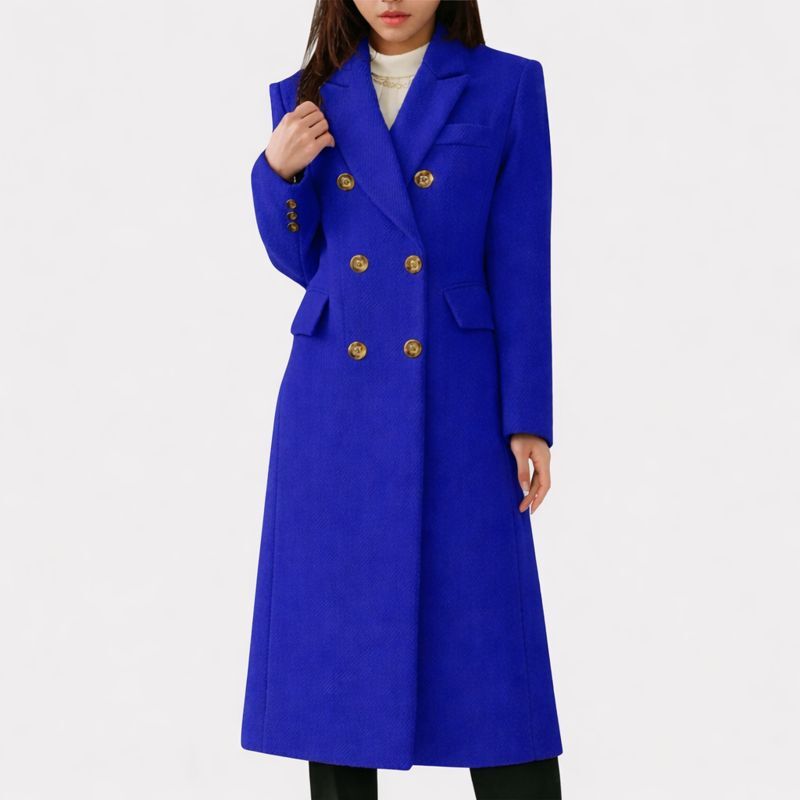Luna | Women's Coat | Flap-style Pocket Detailing Blue