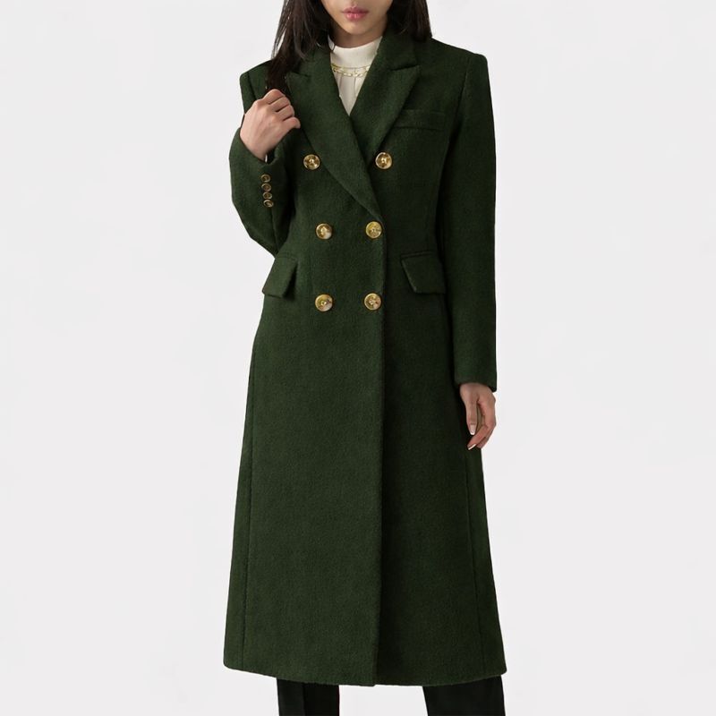 Luna | Women's Coat | Flap-style Pocket Detailing Dark Green