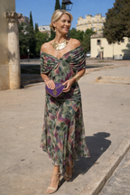 Luna | Elegant Maxi Dress for Parties with V-Neck Bouquet