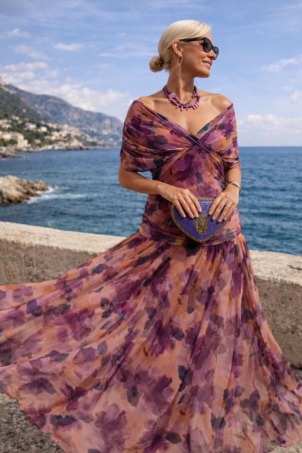 Luna | Elegant Maxi Dress for Parties with V-Neck Enchanted Garden