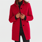 Zahara | Women's Coat | Straight Cut Button Front Red