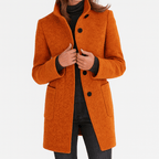 Zahara | Women's Coat | Straight Cut Button Front Orange
