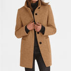 Zahara | Women's Coat | Straight Cut Button Front Khaki