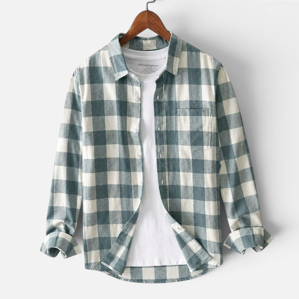 Nisyros | Checked Flannel Shirt with Long Sleeves Green