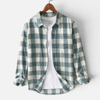 Nisyros | Checked Flannel Shirt with Long Sleeves Green