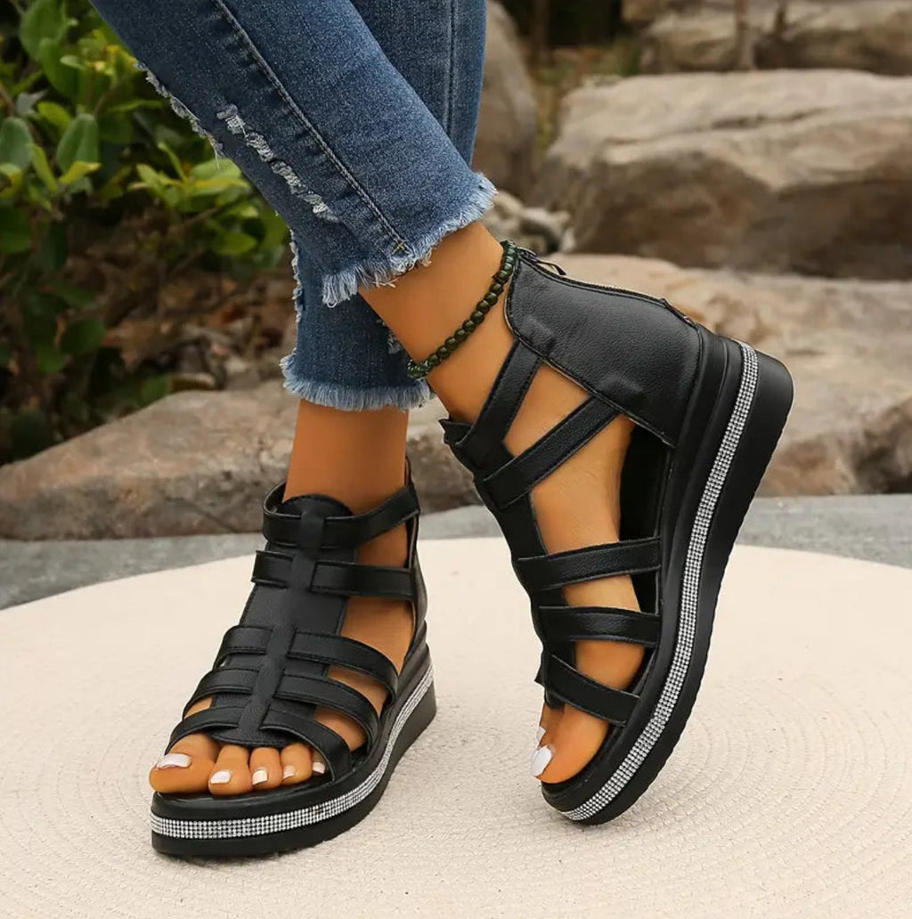 Pamelo | Elegant Wedge Sandals Black
