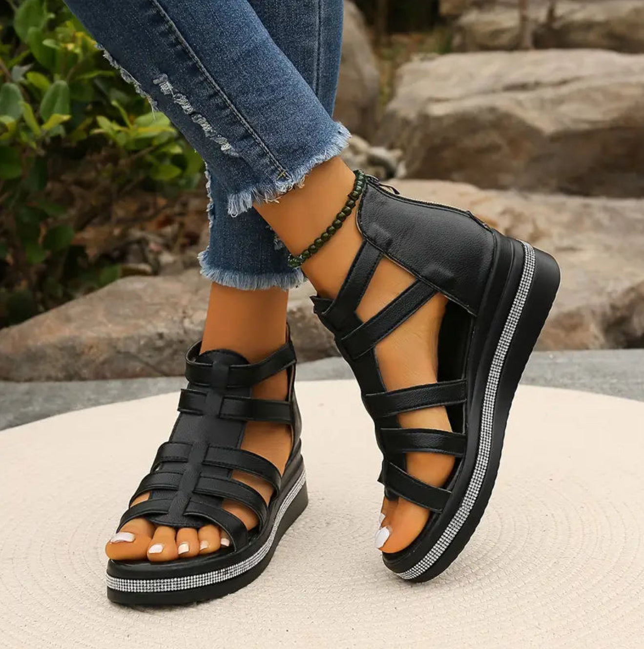 Pamelo | Elegant Wedge Sandals Black
